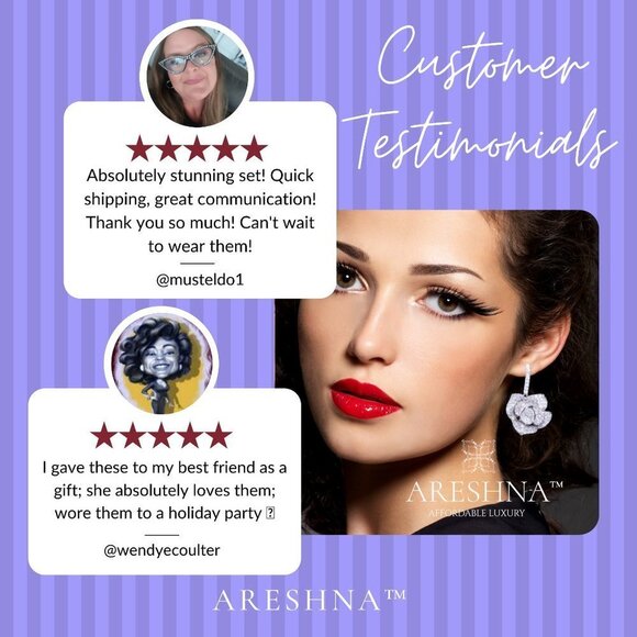 Luxury Rose Diamond Dangle Earrings - Picture 4 of 8